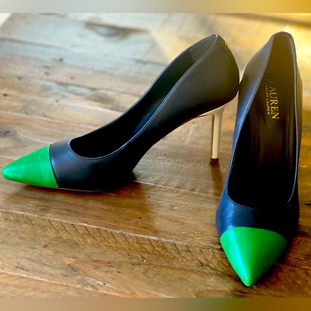 Ralph Lauren leather tricolor high heels